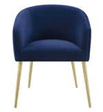 Arya Navy Performance Velvet/Gold Metal Arm Chair