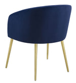 Arya Navy Performance Velvet/Gold Metal Arm Chair