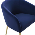 Arya Navy Performance Velvet/Gold Metal Arm Chair