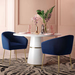 Arya Navy Performance Velvet/Gold Metal Arm Chair