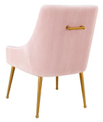 Beatrix Pleated Blush Velvet/Gold Metal Side Chair