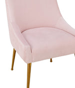 Beatrix Pleated Blush Velvet/Gold Metal Side Chair