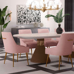 Beatrix Pleated Blush Velvet/Gold Metal Side Chair