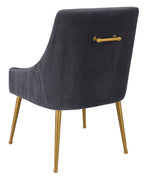 Beatrix Pleated Grey Velvet/Gold Metal Side Chair