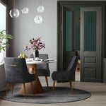 Beatrix Pleated Grey Velvet/Gold Metal Side Chair