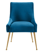 Beatrix Pleated Navy Velvet/Gold Metal Side Chair