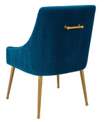 Beatrix Pleated Navy Velvet/Gold Metal Side Chair