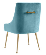 Beatrix Sea Blue Velvet/Gold Metal Side Chair