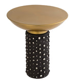 Blaze Antique Brass Iron/Black Glass Side Table