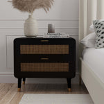 Christine Black Wood 2-Drawer Nightstand