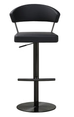 Cosmo Black Vegan Leather/Metal Adjustable Bar Stool