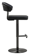 Cosmo Black Vegan Leather/Metal Adjustable Bar Stool