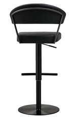 Cosmo Black Vegan Leather/Metal Adjustable Bar Stool