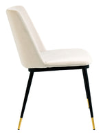 Evora 2 Cream Velvet/Metal Side Chairs