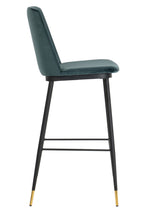 Evora 2 Green Velvet/Metal Counter Height Stools