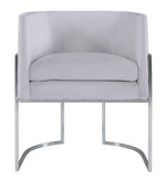 Giselle Grey Velvet/Silver Metal Arm Chair