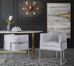 Giselle Grey Velvet/Silver Metal Arm Chair