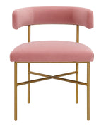 Kim Blush Performance Velvet/Gold Metal Arm Chair