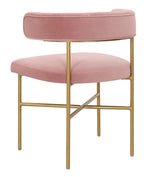 Kim Blush Performance Velvet/Gold Metal Arm Chair