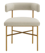 Kim Cream Performance Velvet/Gold Metal Arm Chair Chair