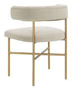 Kim Cream Performance Velvet/Gold Metal Arm Chair Chair