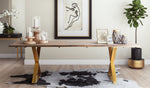 Leah Brown Wood/Brass Metal Dining Table