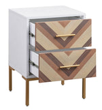 Quinn White Wood 2-Drawer Side Table