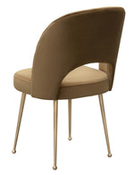 Swell Cognac Velvet/Gold Metal Side Chair