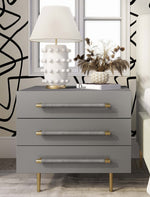 Trident Grey Wood 3-Drawer Nightstand