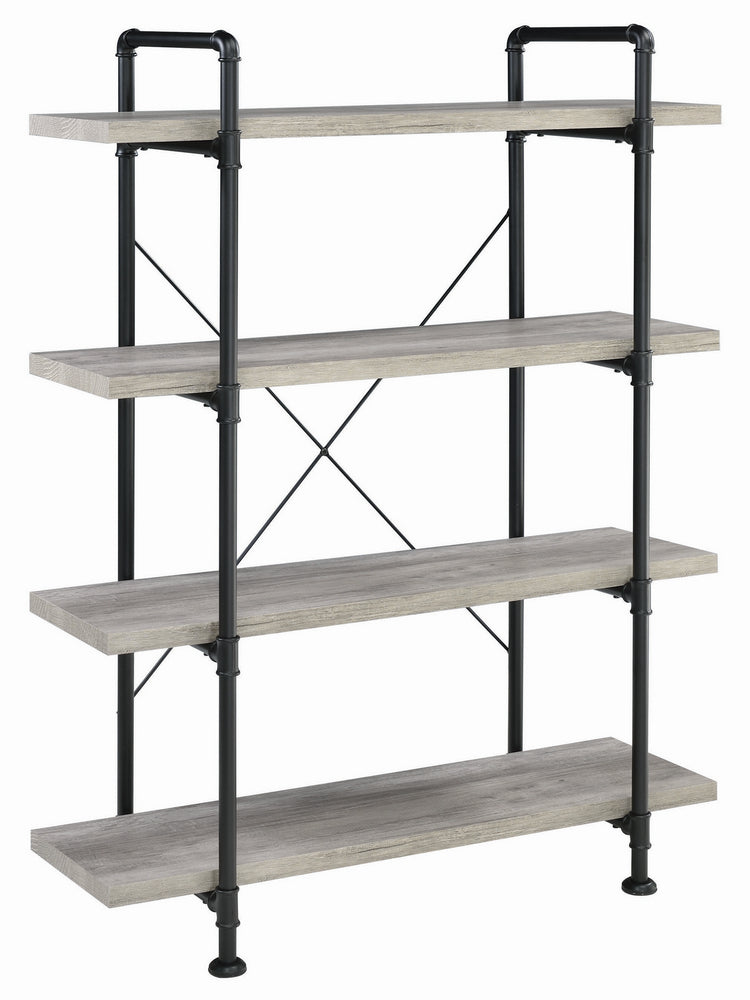 Delray Grey Driftwood Wood/Black Metal Bookcase