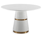 Rosa 3-Pc White/Gold Dining Table Set with Black Chairs