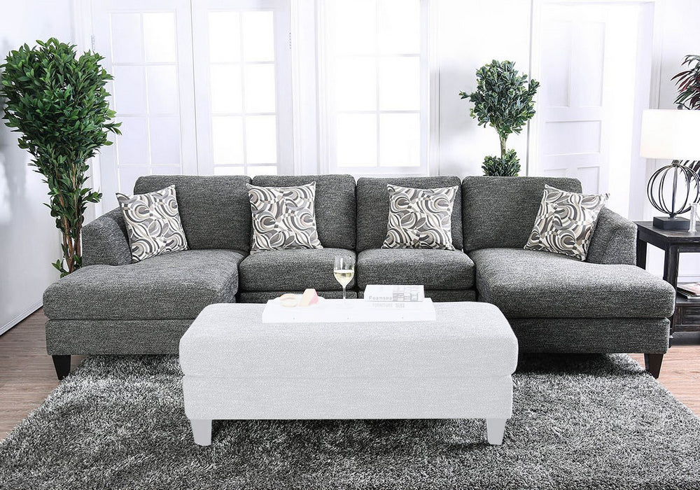 Lowry 4-Pc Gray Chenille Sectional Sofa