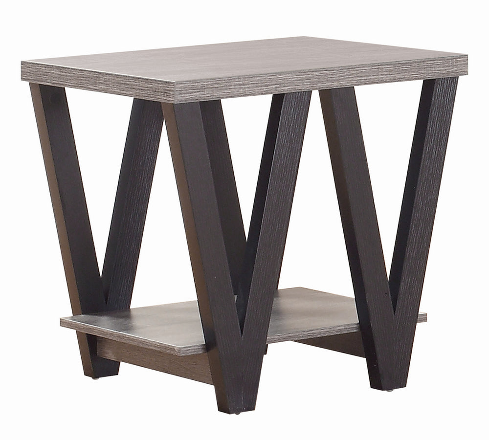 Tonina Antique Grey/Black Wood End Table