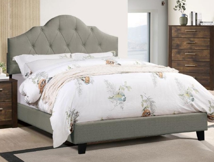 Marva Grey Polyfiber Fabric Tufted Full Bed