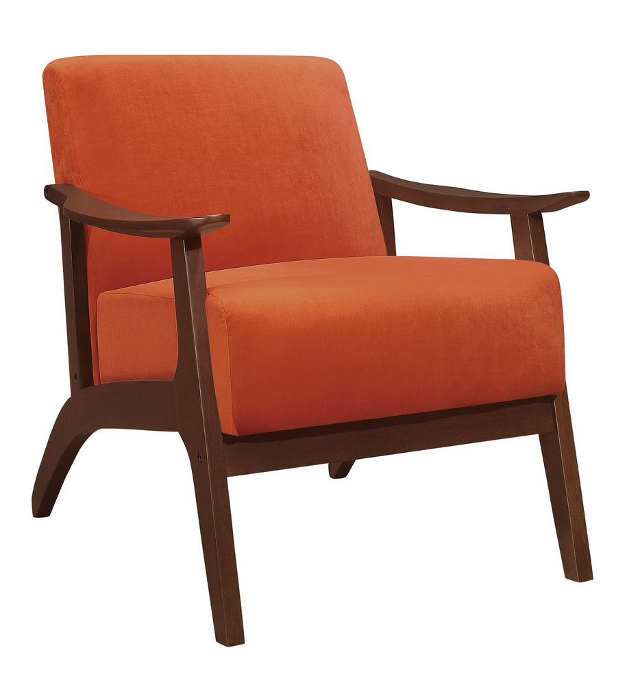 Carlson Orange Velvet Fabric Accent Chair