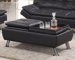 Angelica Black PU Leather Ottoman