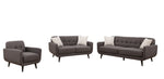 Crystal 3-Piece Charcoal Fabric Tufted Sofa Set