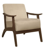 Carlson Light Brown Velvet Fabric Accent Chair