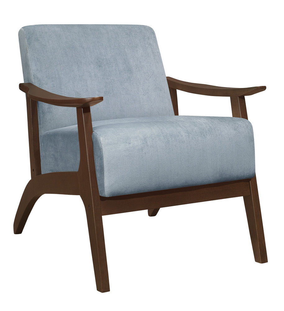 Carlson Blue Gray Velvet Fabric Accent Chair