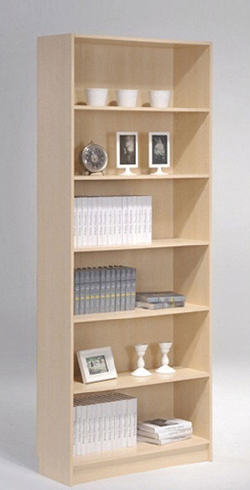 Charley Natural Wood 6-Tier Bookshelf