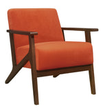 August Orange Velvet Fabric Accent Chair