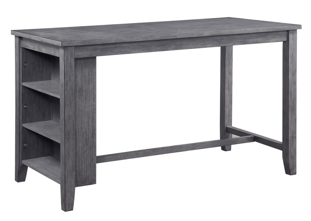 Timbre Gray Wood Counter Height Table with 3 Shelves