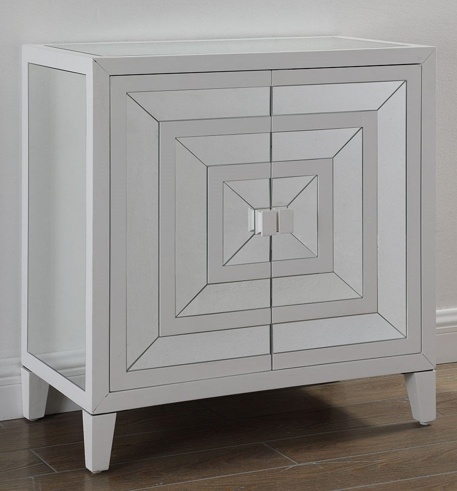 Terry White Mirrored 2 Door Cabinet