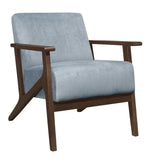 August Blue Gray Velvet Fabric Accent Chair