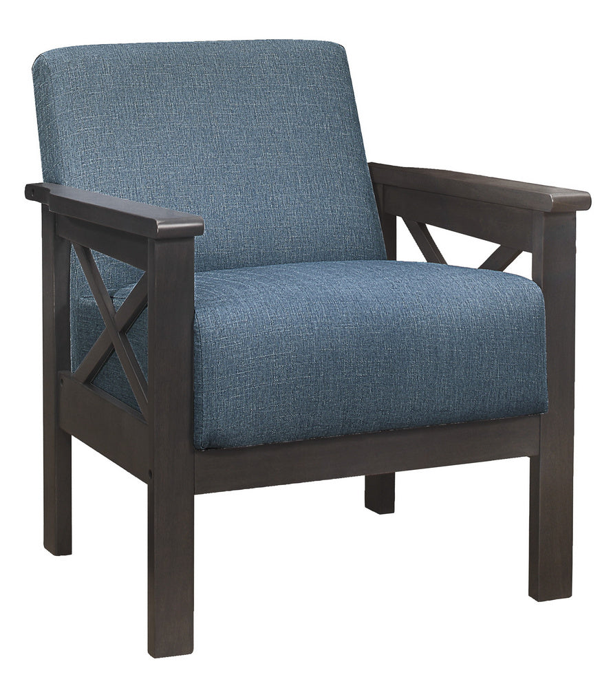 Herriman Blue Fabric Accent Chair with Wooden Arms