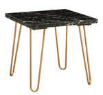 Telestis Black Marble/Gold Metal Square End Table