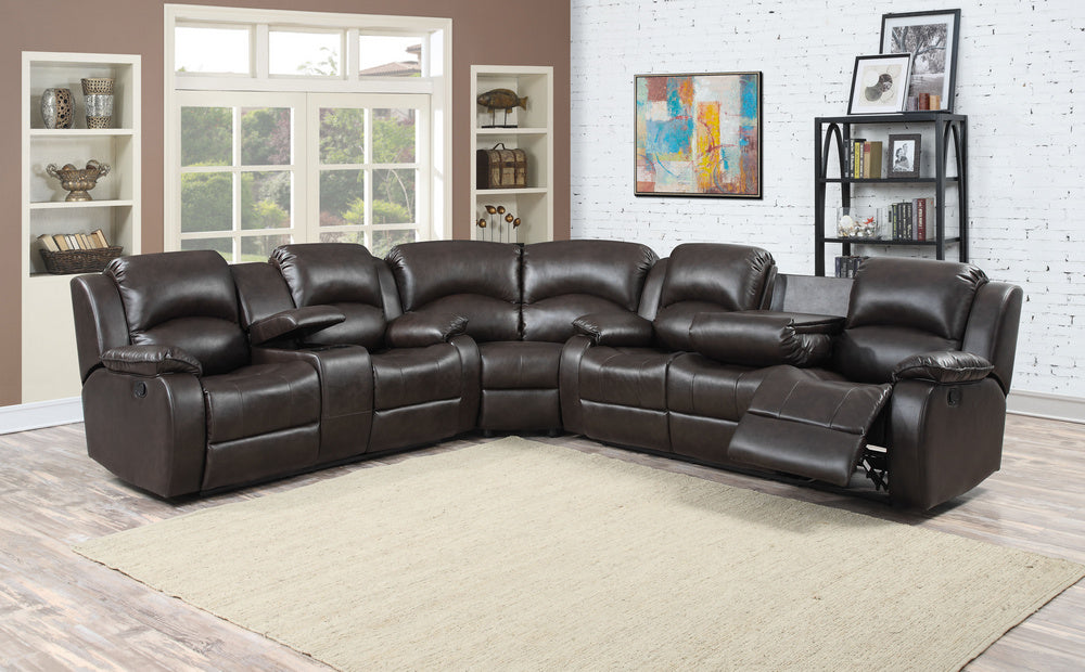 Samara 3-Piece Dark Brown Manual Recliner Sectional Sofa