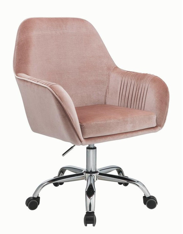 Eimet Peach Velvet/Chrome Metal Adjustable Office Chair