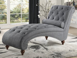 Bonne Dark Gray Fabric Button Tufted Chaise