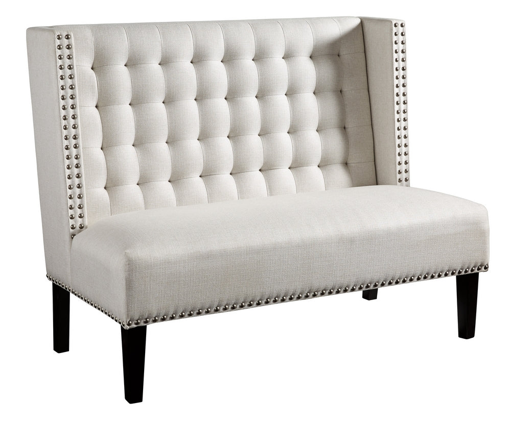 Beauland Ivory Fabric Wingback Accent Bench